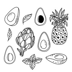 set of fruits and vegetables