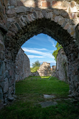 Fototapeta na wymiar The inside of a ruin of a medieval church in Sweden