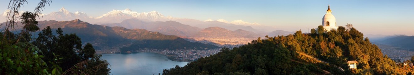 world peace stupa, Phewa lake, Pokhara, Annapurna