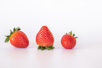 Large ripe strawberries isolated on white background