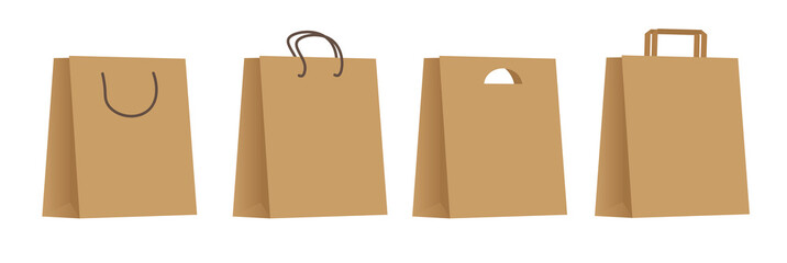 four brown paper bags