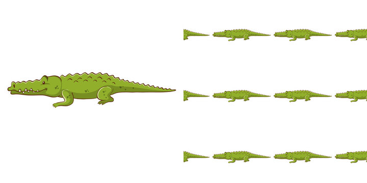 Seamless background design with green crocodile