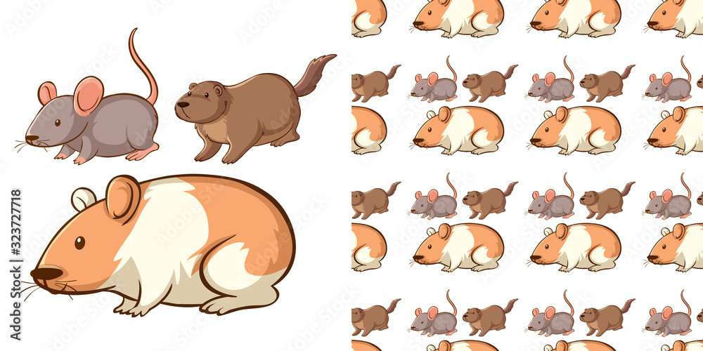 Sticker seamless background design with different mouse