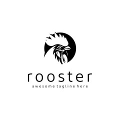 Vintage Vector rooster head logo design - obrazy, fototapety, plakaty