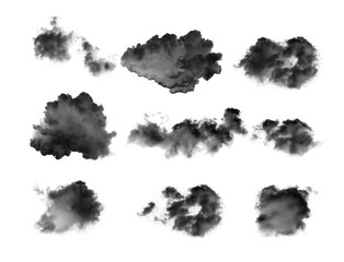 black clouds on white background