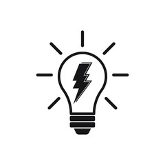 Light bulb vector icon, lamp with lightning, idea icon