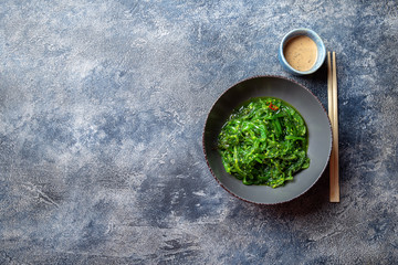 Chuka wakame, seaweed japanese salad with nuts sauce.