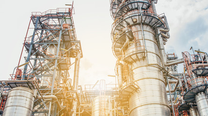 Industrial zone,The equipment of oil refining,Close-up of industrial pipelines of an oil-refinery...