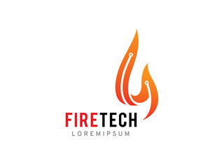 Fire tech logo template design, icon, symbol