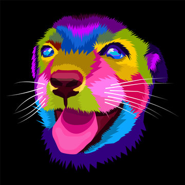 colorful dog pop art portrait vector illustration, can be used for poster, decoration, background, wallpaper, coverbook.
