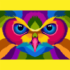 colorful owl pop art portrait vector style illustration, can be used for poster, decoration, background, wallpaper, coverbook.