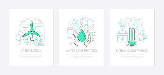Eco lifestyle - vector line design style banners set © Boyko.Pictures