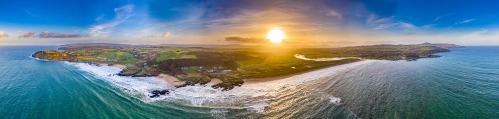 Aerial view of Culdaff Beach in Donegal Ireland