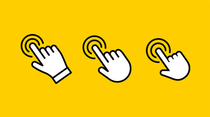 Fototapeta premium Hand click vector icon. Set of clicking pointers.