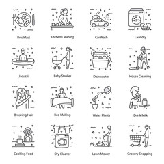  Home Chores Doodle Icons Pack