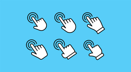 Obraz premium Hand click vector icon. Set of clicking pointers.
