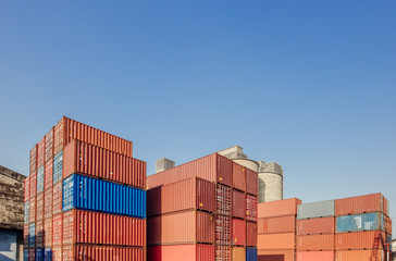 Containers box from Cargo freight ship for import export,logistic concept