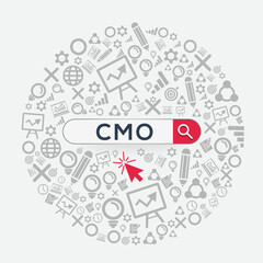 CMO mean (chief marketing officer) Word written in search bar,Vector illustration.