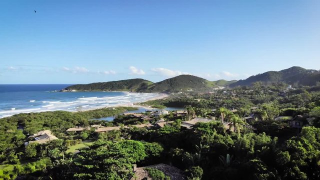 Aerial view of Rosa Beach in Santa Catarina. Beach in southern Brazil between Garopaba and Imbituba.