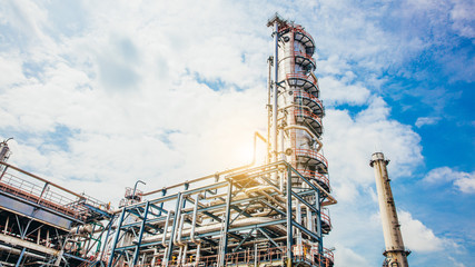 Industrial zone,The equipment of oil refining,Close-up of industrial pipelines of an oil-refinery...