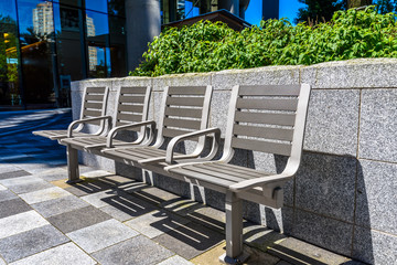 Modern bench in the city park