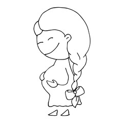 Coloring book for kids - Happy Mother's day. 8 March. Black and white cute cartoon hand drawing kids. Vector illustration.