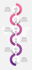 Vector template circle infographics. Business concept with 6 options and parts. Six steps for content, graph, diagrams, slideshow