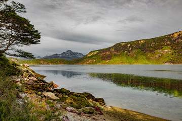 Magical austral Magellanic subpolar forests and turquoise lagoons in Tierra del Fuego National...