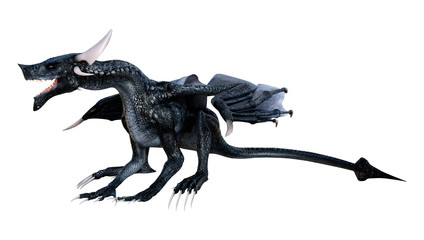 3D Rendering Fairy Tale Dragon on White