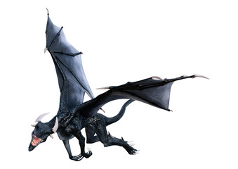 3D Rendering Fairy Tale Dragon on White