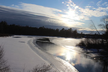frozen river in winter