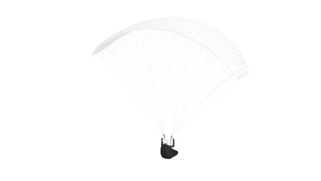 Blank white paraglider with harness mockup, looped rotation