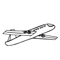  Vector illustration.Close-up airplane on an isolated white background.Design for coloring books, covers, print clothes.