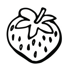  Vector illustration. Close-up of strawberries on an isolated white background. Design for children's tattoos, coloring books, covers, print clothes.