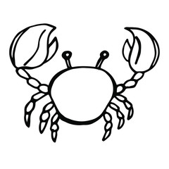  Vector illustration. Close-up of a crab on an isolated white background. Design for children's tattoos, coloring books, covers, print clothes.