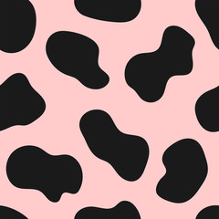 Simple seamless pattern with cow spots. Cute girly print. Vector illustration.
