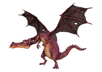 3D Rendering Fairy Tale Dragon on White
