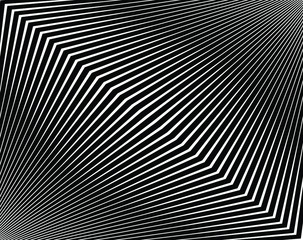 Abstract background with optical illusion wave. Black and white horizontal lines with wavy distortion effect for prints, web pages, template, posters, monochrome backgrounds and pattern