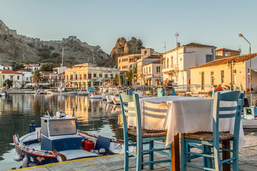 beach and sea  food tavern Lemnos island Greece
