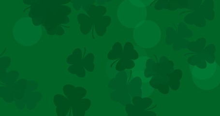 Patrick Day background with falling shamrock leaf pattern. For festive pub party. 3d render, 3D illustration