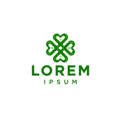 clover leaf logo made of heart icon design