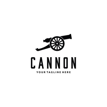 Cannon Artillery Logo Vintage Illustration Design Vector Icon