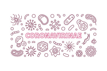 Coronavirinae vector concept outline horizontal illustration or banner