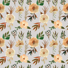 beautiful vintage flower watercolor seamless pattern