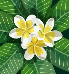 leaves and flowers of tropical plants. set of color illustrations