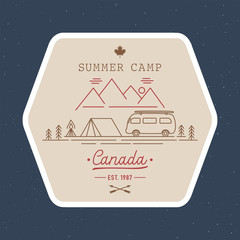 Canada hand lettering with summer camp and travel concept