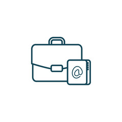 Isolated suitcase bag and notebook line style icon vector design