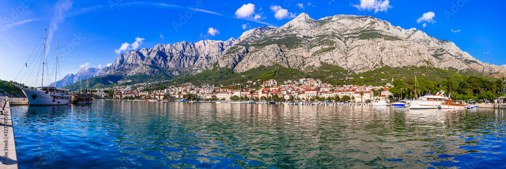 Wall mural Beautiful Makarska riviera - popular tourist destination in Dalmatia. Croatia