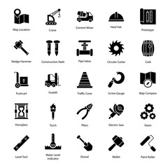 Obraz premium Construction Equipment Solid Icons Pack