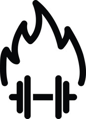 fire with dumbbell icon, vector illustration